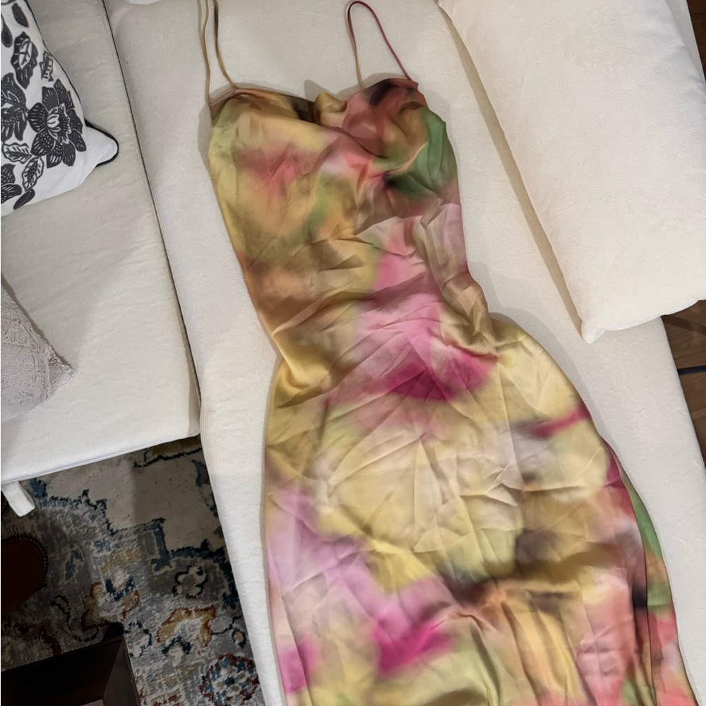 Elegant Maxi Multicolor Strapless Dress - Picture 5 of 9